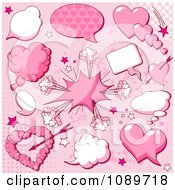 Valentine Heart Explosion And Chat Balloon Design Elements On Pink