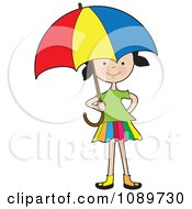 Poster, Art Print Of Girl Under A Colorful Umbrella