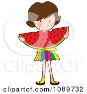 Girl Eating A Large Watermelon Slice