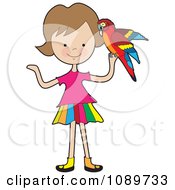 Poster, Art Print Of Girl Holding A Parrot