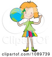 Poster, Art Print Of Girl Holding A Globe