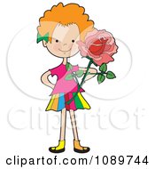 Poster, Art Print Of Red Haired Girl Holding A Rose