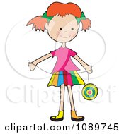 Red Haired Girl Playing With A Yo Yo