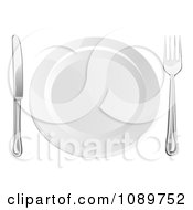 3d Silver Fork And Butter Knife By A White Plate