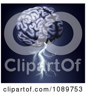 Clipart Human Brain With Lightning Shooting From The Bottom Royalty Free Vector Illustration