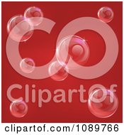 Poster, Art Print Of Red Background With Reflective Bubbles