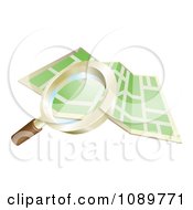 Poster, Art Print Of 3d Magnifying Glass Searching Over A Gps Map