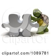 Poster, Art Print Of 3d Tortoise Pushing A Puzzle Piece
