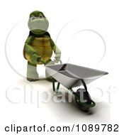 Poster, Art Print Of 3d Tortoise Pushing A Wheelbarrow