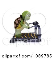 Poster, Art Print Of 3d Tired Tortoise Standing On A Treadmill