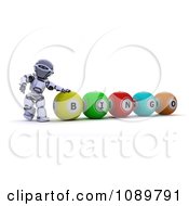 Poster, Art Print Of 3d Bingo Robot Resting A Hand On A Ball