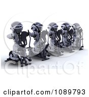 Poster, Art Print Of 3d Robots Exercising On Cross Trainers In A Gym