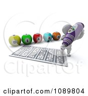 3d White Character Using A Purple Bingo Marker