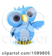Poster, Art Print Of 3d Blue Bird Or Owl Pointing