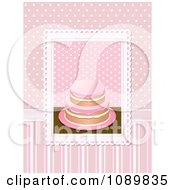 Poster, Art Print Of 3d Pink Frosted Cake Over Pink Polka Dots And Stripes