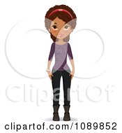 Poster, Art Print Of Black Teenage Girl In A Purple Sweater Boots And Jeans