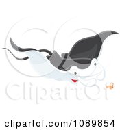 Clipart Ray Chasing A Shrimp Royalty Free Vector Illustration