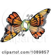 Poster, Art Print Of Orange Butterfly Pair Flying Together