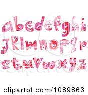 Poster, Art Print Of Pink And Red Heart Valentine Lowercase Letter Design Elements