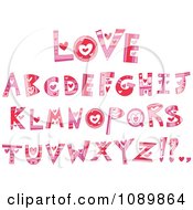 Poster, Art Print Of Pink And Red Heart Valentine Letter Design Elements