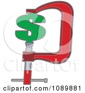 Poster, Art Print Of Dollar Symbol Being Squeezed In A Vice Clamp