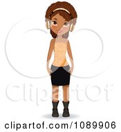 Clipart Stylish Black Woman Wearing Gold Headphones Royalty Free Vector Illustration