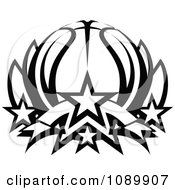 Poster, Art Print Of Black And White Basketball Lotus With Stars