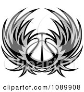 Poster, Art Print Of Grayscale Winged Basketball