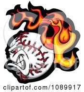 Poster, Art Print Of Tough Flaming Baseball Character