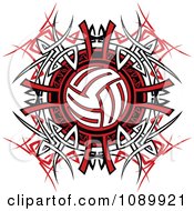 Poster, Art Print Of Volleyball Over Tribal Designs