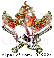Poster, Art Print Of Flaming Evil Baseball Skull With Bats