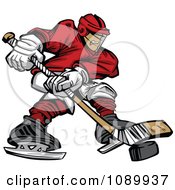 Poster, Art Print Of Male Hockey Player With A Puck And Stick