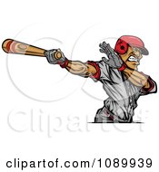 Poster, Art Print Of Baseball Player Swinging A Wooden Bat