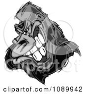 Clipart Tough Grayscale Gorilla Face Royalty Free Vector Illustration by Chromaco