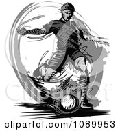 Poster, Art Print Of Grayscale Sketched Soccer Player