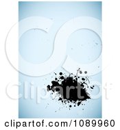 Poster, Art Print Of Black Ink Splatter Over Blue Grunge