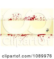 Grungy Tan Paper Background With Red Splatters And Horizontal Copyspace