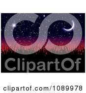 Clipart Twilight Night Sky And Grass Royalty Free Vector Illustration