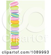 Border Of Colorful Macaroon Cookies And Green Stripes With Beige Copyspace