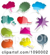 Poster, Art Print Of Solid Colored Chat Balloon Bubbles With Shadows