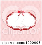 Poster, Art Print Of Red Valentines Day Bow And Ribbon Frame With Copyspace On Pink Polka Dots