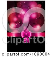 Poster, Art Print Of 3d Pink Valentines Day Gift Bow Dividing Flares And Black Copyspace