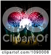 Poster, Art Print Of Silhouetted People Dancing On A Dance Floor Over Colorful Lights And Stars