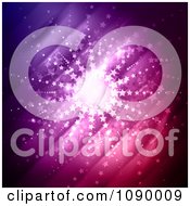 Poster, Art Print Of Star Burst Over Gradient Purple And Pink Lines