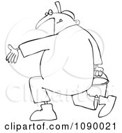 Poster, Art Print Of Outlined Male Plumber Carrying A Full Bucket Of Water