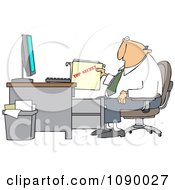 Businessman Pulling A Top Secret Folder From A Desk Cabinet