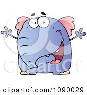 Clipart Excited Purple Elephant Royalty Free Vector Illustration