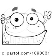 Clipart Outlined Peace Frog Looking Around A Corner Royalty Free Vector Illustration