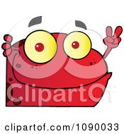 Clipart Red Peace Frog Looking Around A Corner Royalty Free Vector Illustration