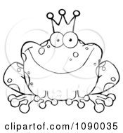 Outlined Fairy Tale Frog Prince Wearing A Crown